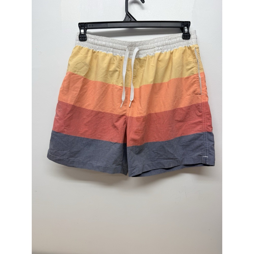 Chubbies Swim Trunks Mens Large Performance Lined Sunset Shorts Striped 7" #22
